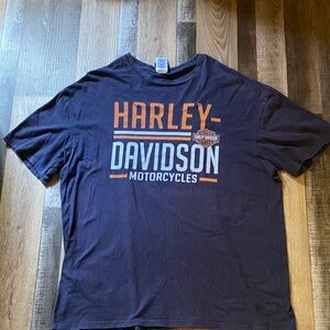 Harley-Davidson Men's Navy and Orange Tee